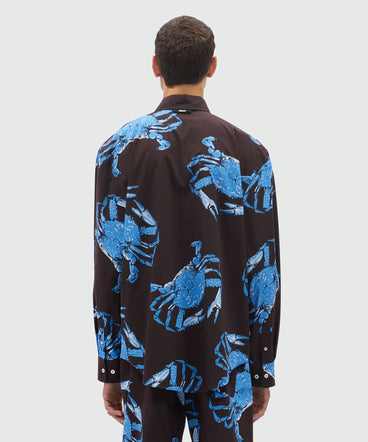 "King crab" print cotton shirt