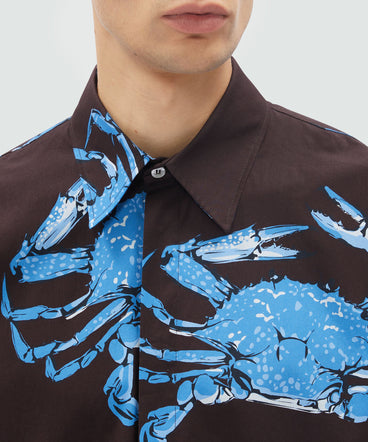 "King crab" print cotton shirt