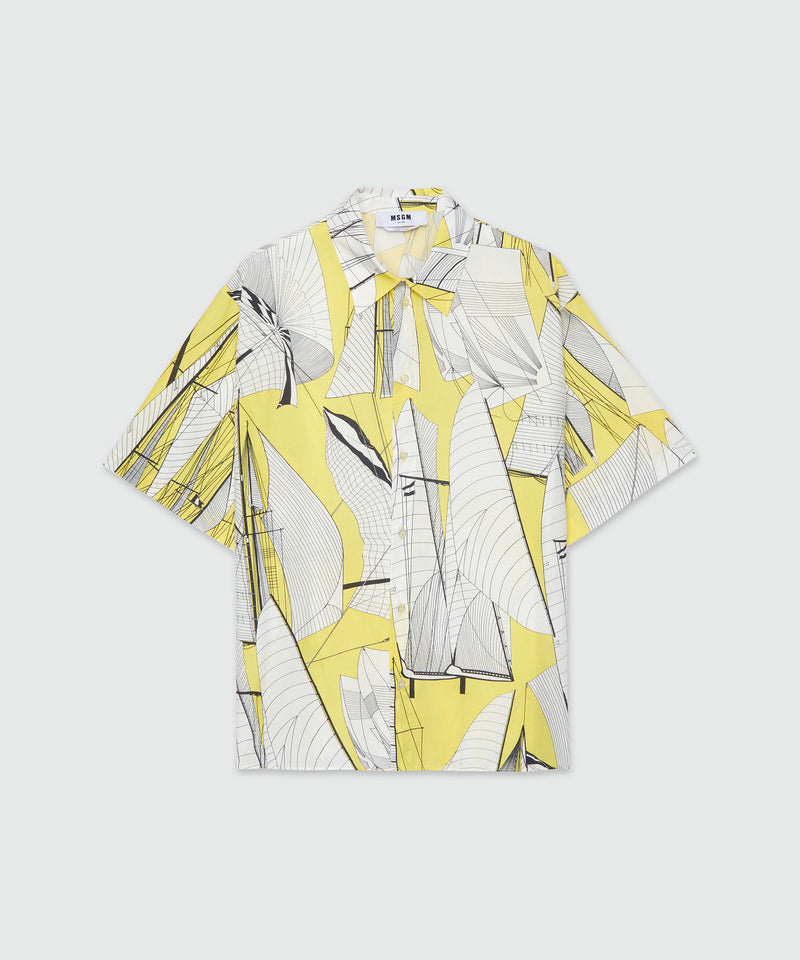 White poplin shirt with "Sail race" print YELLOW Men 