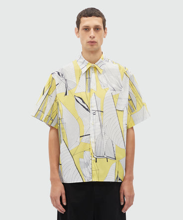 White poplin shirt with "Sail race" print