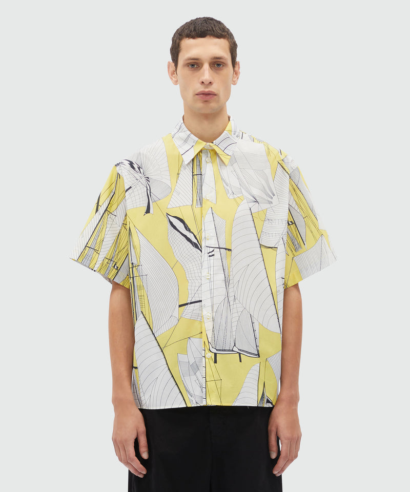 White poplin shirt with "Sail race" print YELLOW Men 