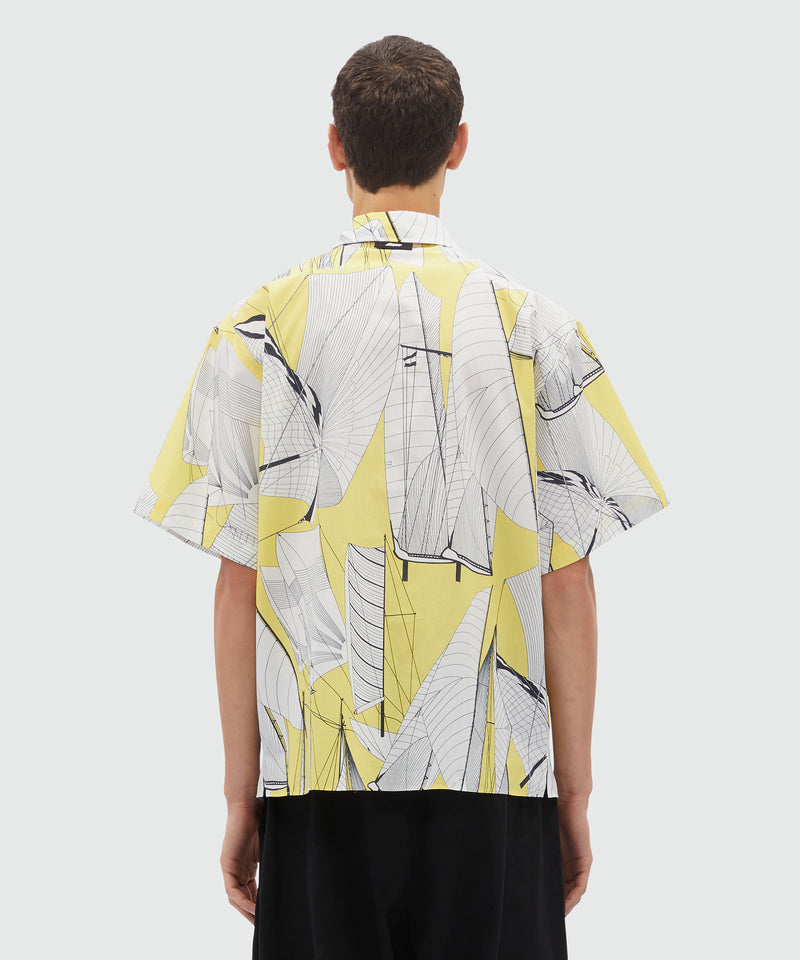 White poplin shirt with "Sail race" print YELLOW Men 