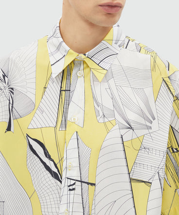 White poplin shirt with "Sail race" print