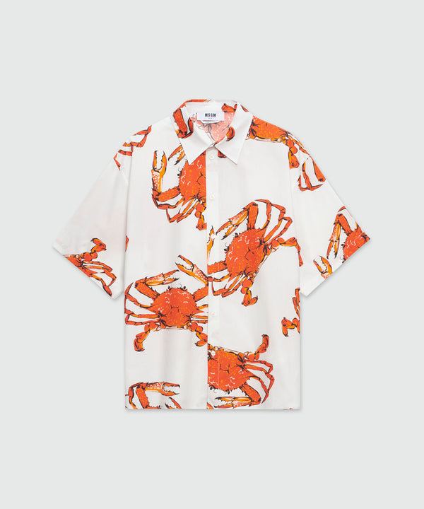 White poplin shirt with "King crab" print