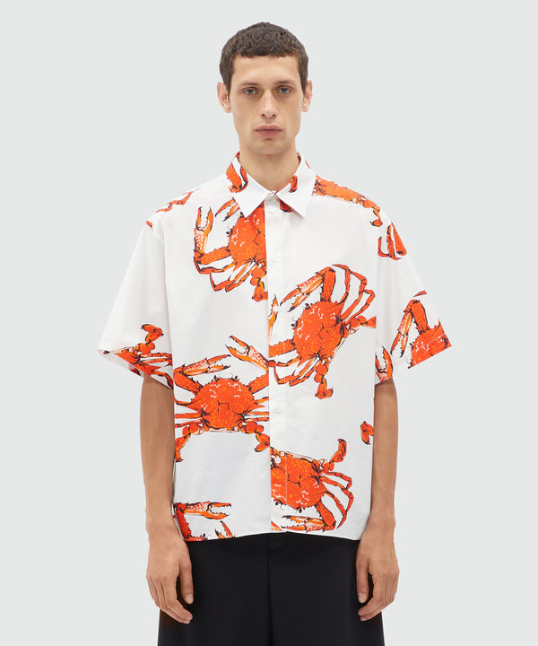 Camicia in popeline bianco con stampa "King crab"