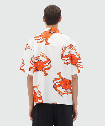 White poplin shirt with "King crab" print