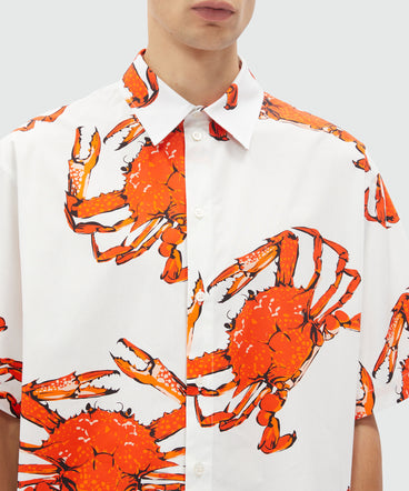 White poplin shirt with "King crab" print