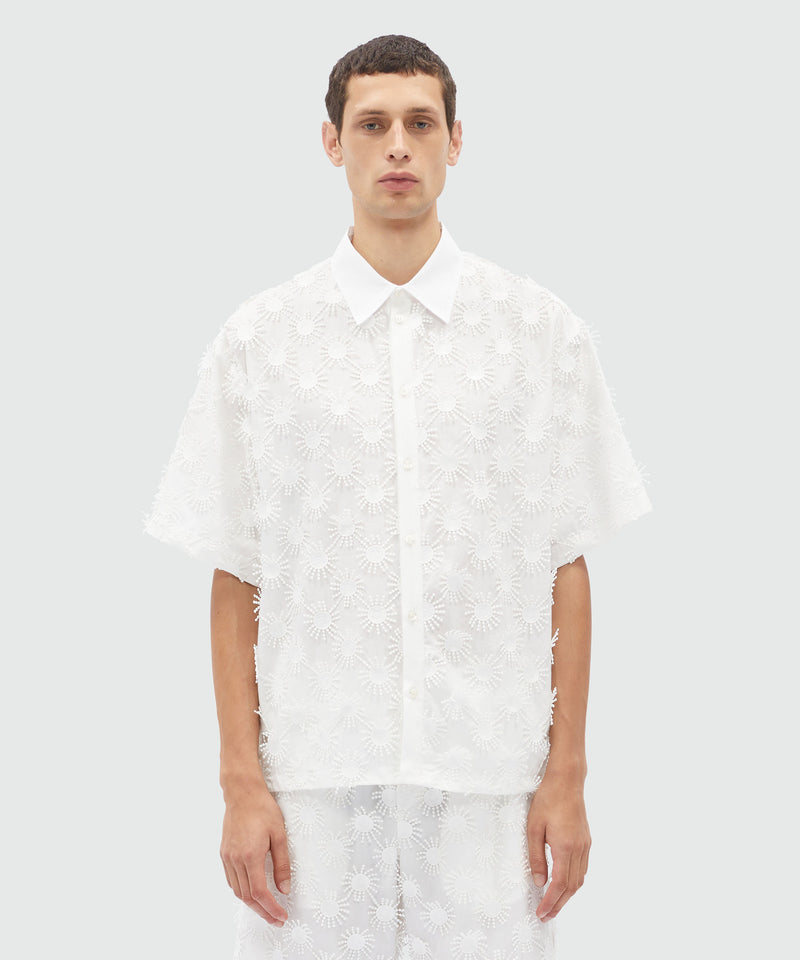 White poplin shirt with all-over embroidery WHITE Men 