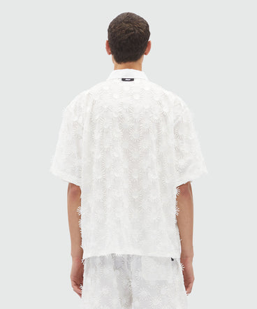 White poplin shirt with all-over embroidery