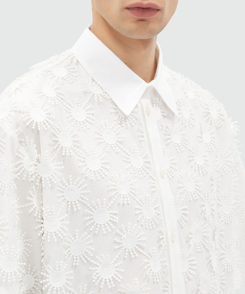 White poplin shirt with all-over embroidery WHITE Men 