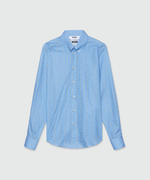 Light blue poplin shirt and "TheMwave" striped pattern