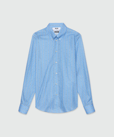 Shirt in light blue poplin and "TheMwave" striped pattern