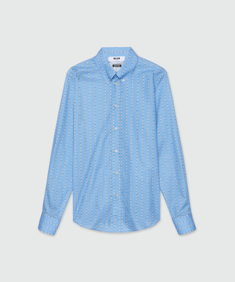 Camicia in popeline azzurro e motivo a righe "TheMwave" BLU Uomo 