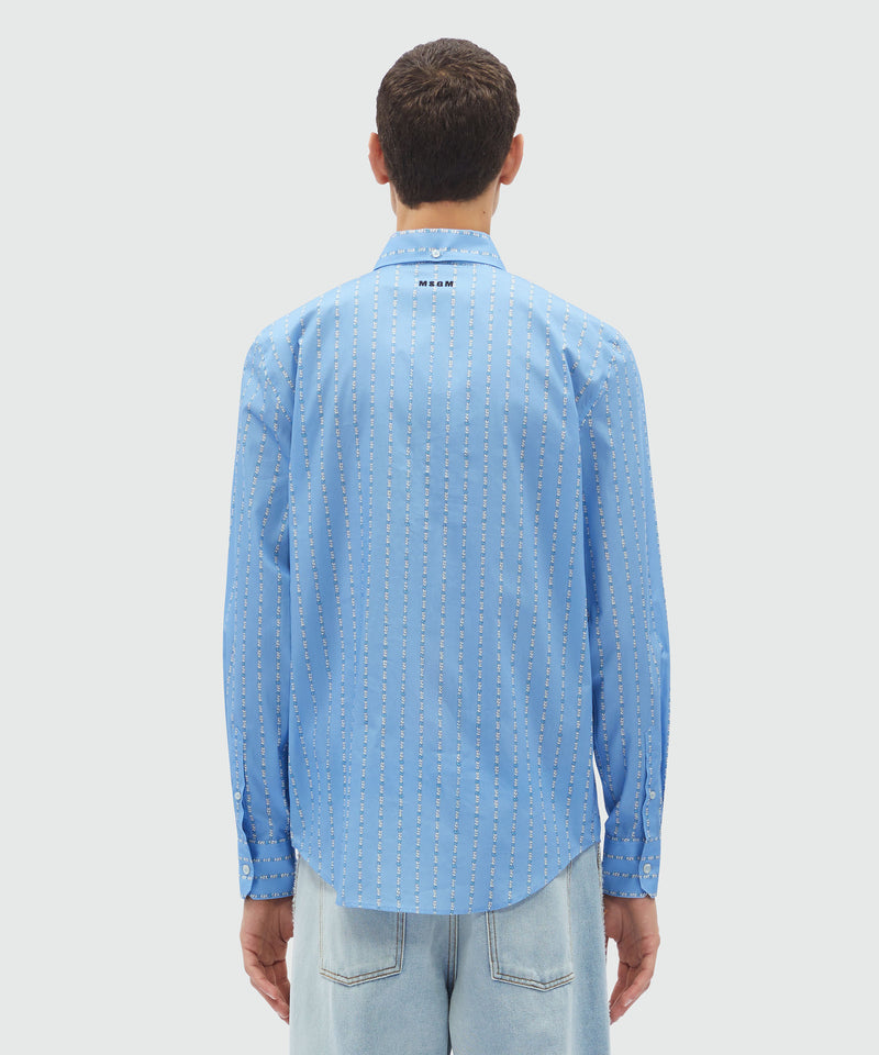 Camicia in popeline azzurro e motivo a righe "TheMwave" BLU Uomo 