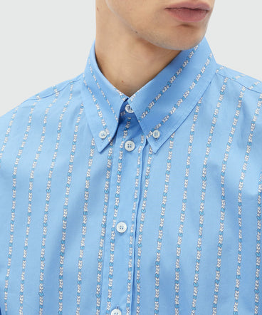 Camicia in popeline azzurro e motivo a righe "TheMwave"