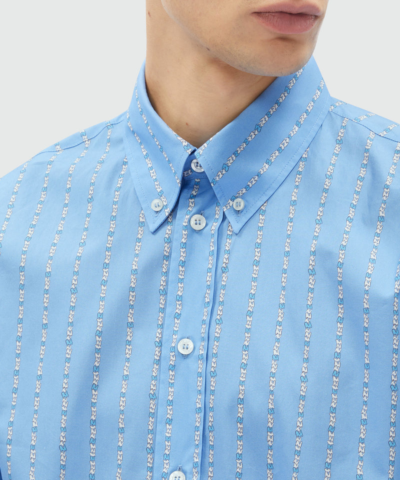 Camicia in popeline azzurro e motivo a righe "TheMwave" BLU Uomo 