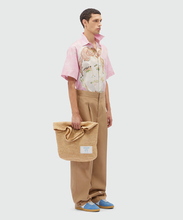 Poplin shirt with MSGM "Pink and green figure" graphics