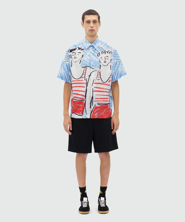 Poplin shirt with MSGM "Two sailors" graphics