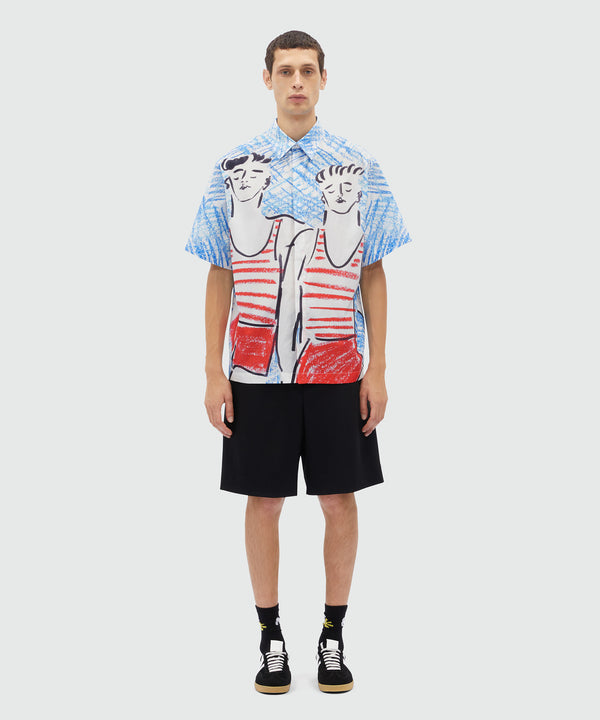 Camicia in popeline con grafica MSGM "Two sailors"