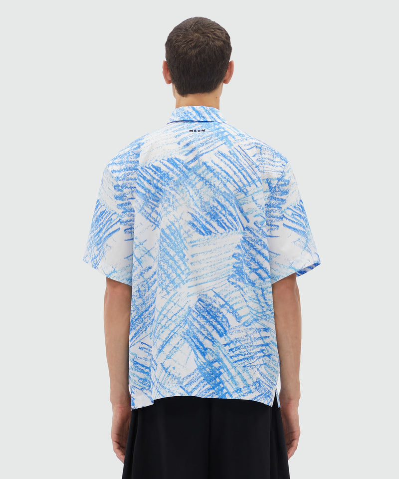 Poplin shirt with MSGM "Two sailors" graphics BLUE Men 