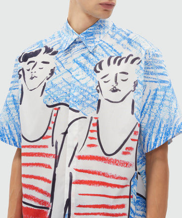 Poplin shirt with MSGM "Two sailors" graphics