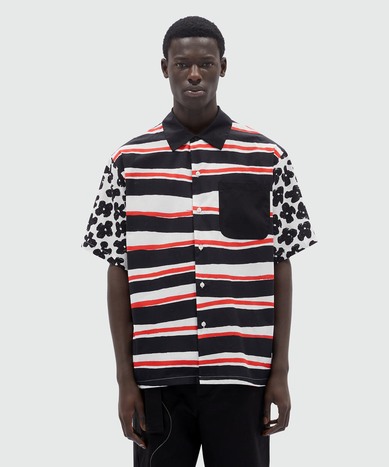 Mixed pattern poplin shirt Black Men 