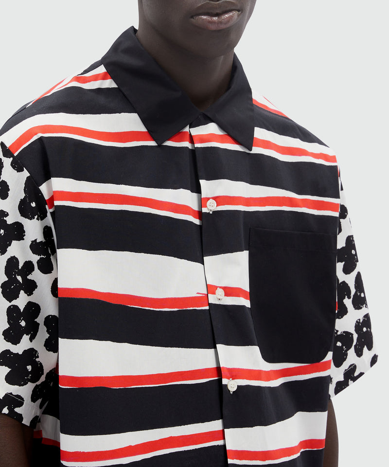 Mixed pattern poplin shirt Black Men 