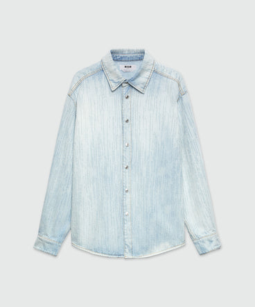 Light denim shirt with destroyed effect