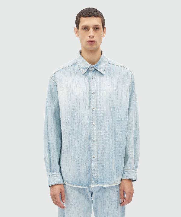 Light denim shirt with destroyed effect