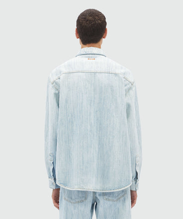 Light denim shirt with destroyed effect