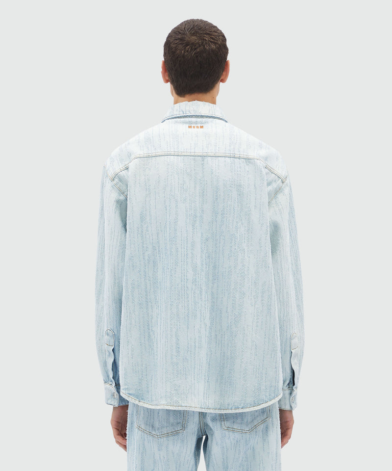 Light denim shirt with destroyed effect BLUE Men 