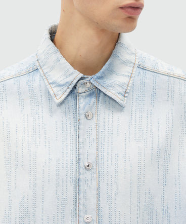 Light denim shirt with destroyed effect