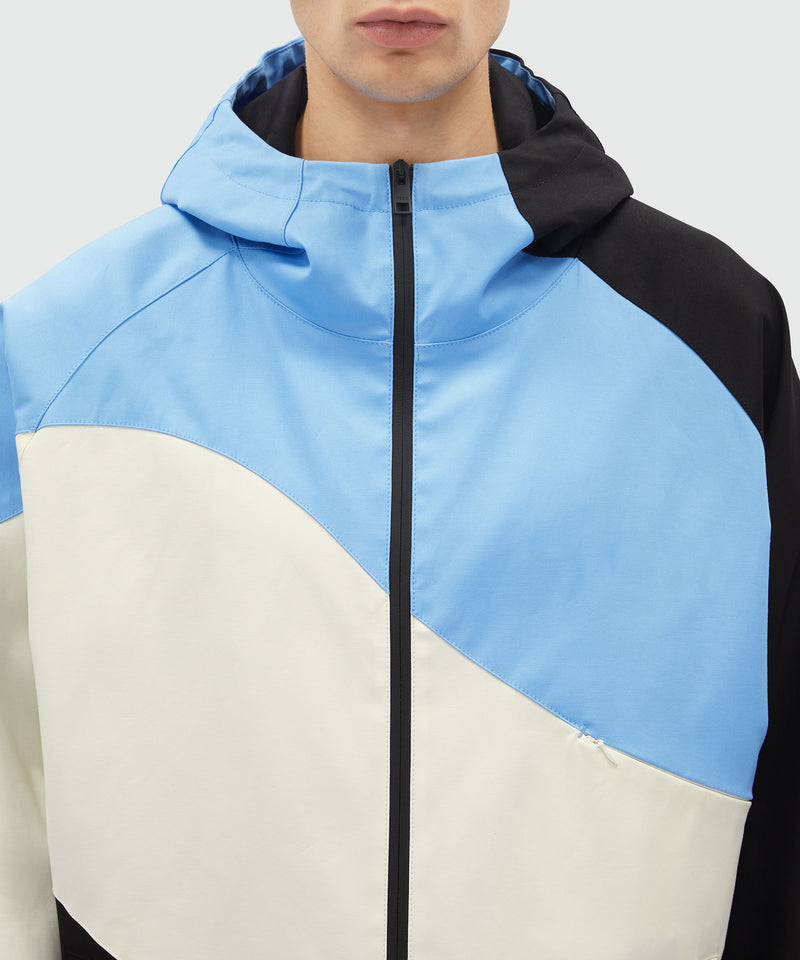 Gabardine hooded jacket with "Tidal Wave" motif BLUE Men 