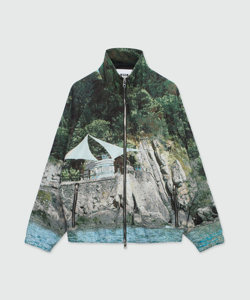 Jacquard jacket with "La Vedetta" MSGM graphics PEPPER GREEN Men 