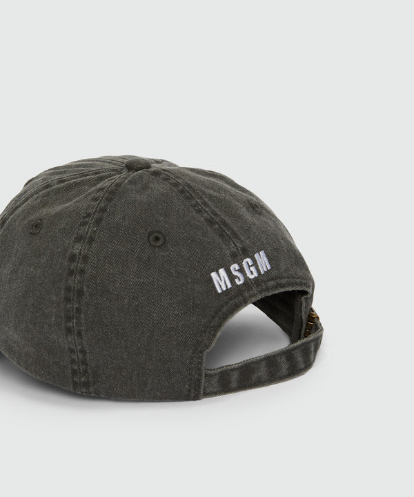 Cappello da baseball in denim con ricamo lettering