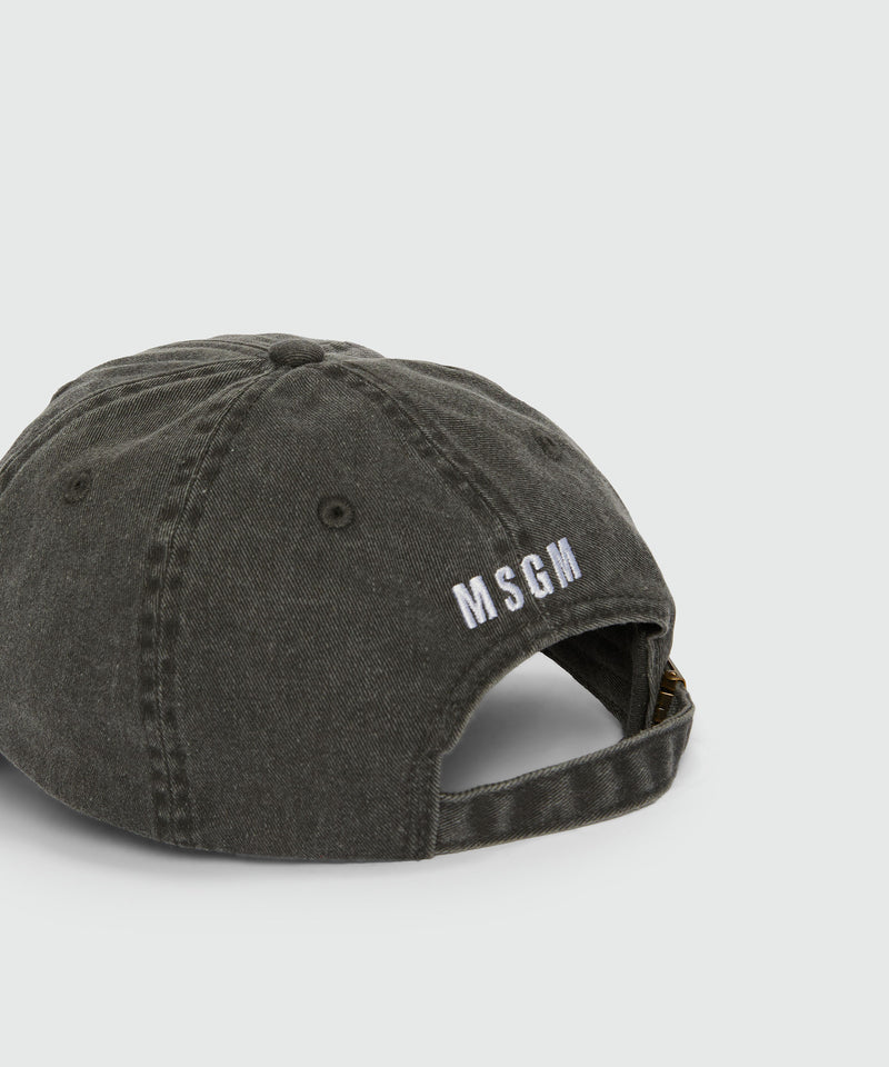 Denim baseball hat with lettering embroidery DARK GREY Men 