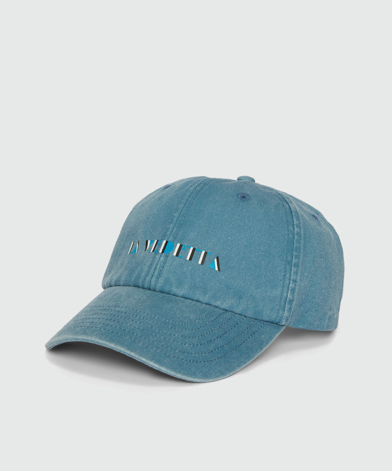 Gabardine baseball cap and "LA VEDETTA" print BLUE Men 