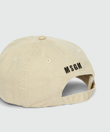 Cappello da baseball in gabardina beige e ricamo "TheMwave"