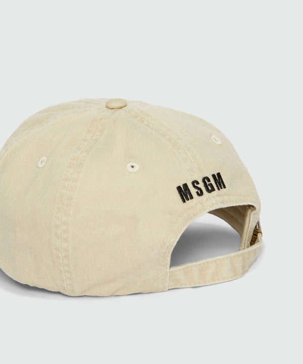 Cappello da baseball in gabardina beige e ricamo "TheMwave"