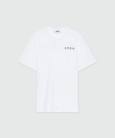 White jersey T-Shirt with crayon logo