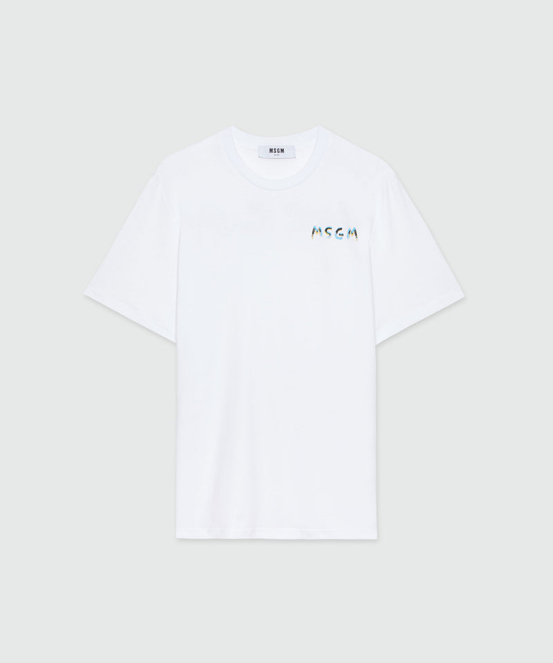 White jersey T-Shirt with crayon logo WHITE Men 