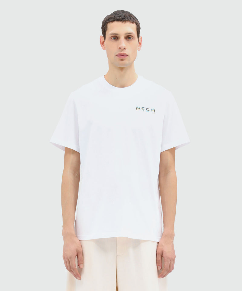 White jersey T-Shirt with crayon logo WHITE Men 