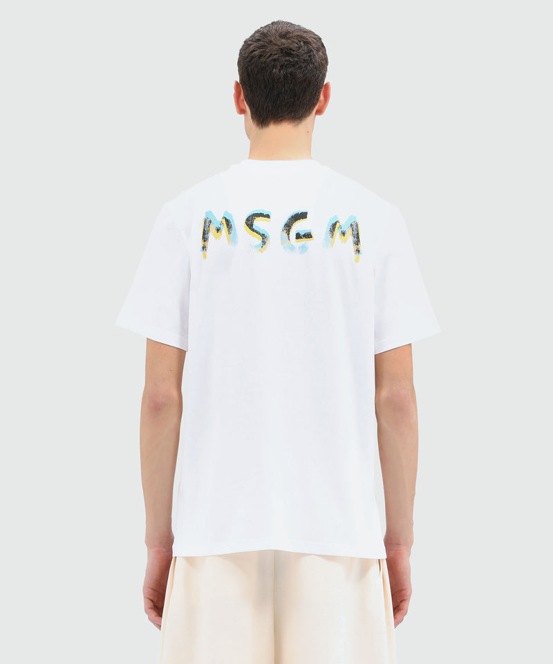 White jersey T-Shirt with crayon logo WHITE Men 