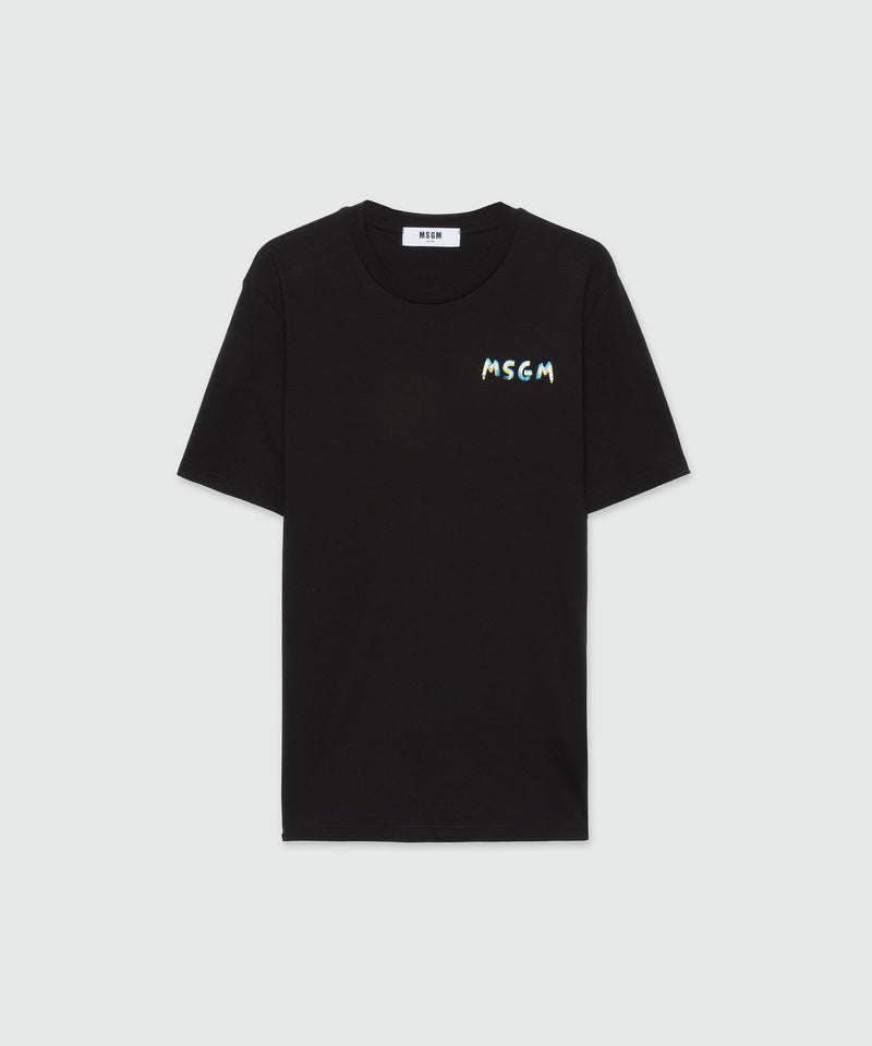 Black jersey T-Shirt with crayon logo Black Men 