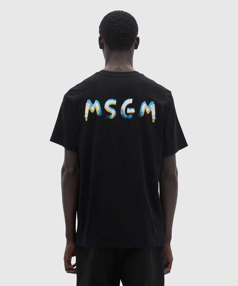 Black jersey T-Shirt with crayon logo Black Men 