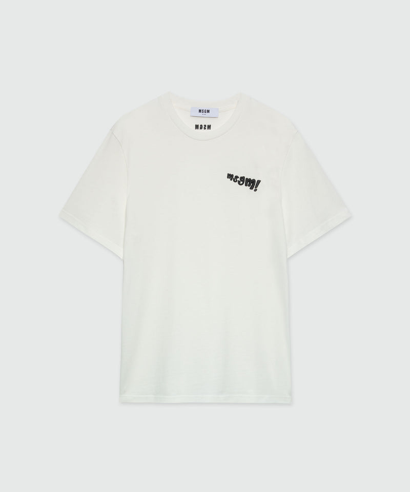 White jersey T-Shirt with embroidered logo OFF WHITE Men 