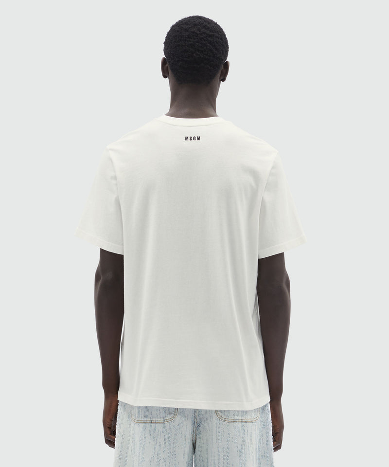 White jersey T-Shirt with embroidered logo OFF WHITE Men 