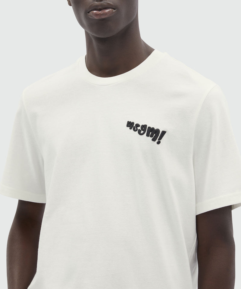 White jersey T-Shirt with embroidered logo OFF WHITE Men 