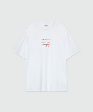 White jersey T-Shirt with MSGM embroidery