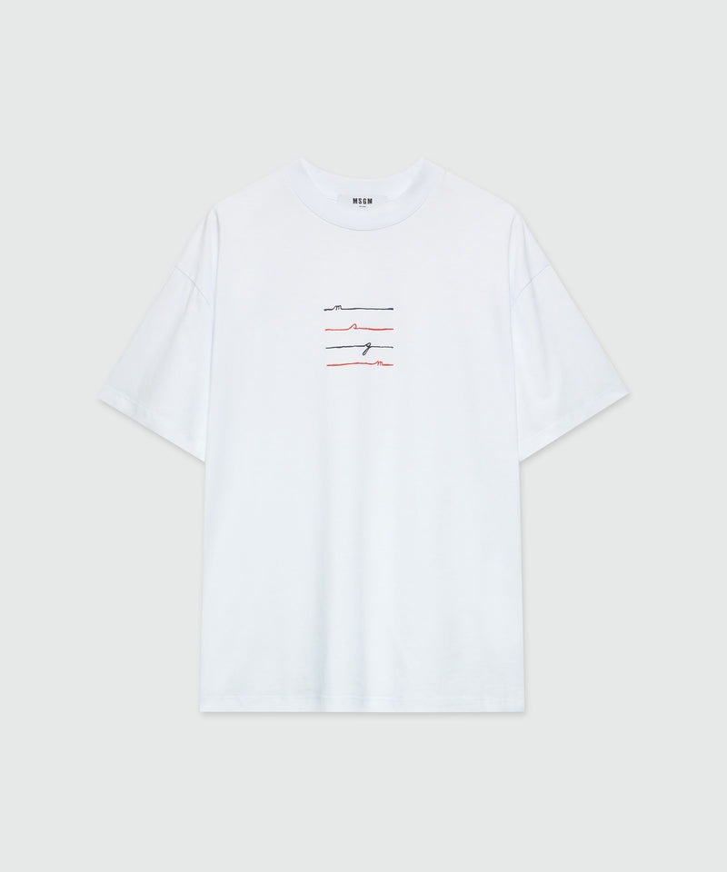 White jersey T-Shirt with MSGM embroidery WHITE Men 